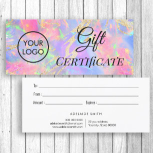 neon kleuren opaal logo cadeaubon