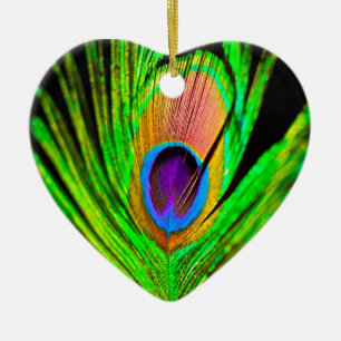 Neon Kleuren Pauwveer Keramisch Ornament