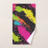 Neon Kleuren Retro Paint Splatter Bad Handdoek (Handdoek)
