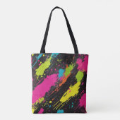 Neon Kleuren Retro Paint Splatter Draagtas (Achterkant)