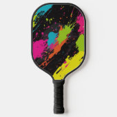 Neon Kleuren Retro Paint Splatter Pickleball Paddle (Voorkant)