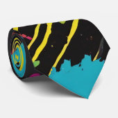 Neon Kleuren Retro Paint Splatter Stropdas (Opgerold)