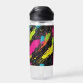 Neon Kleuren Retro Paint Splatter Waterfles (Achterkant)