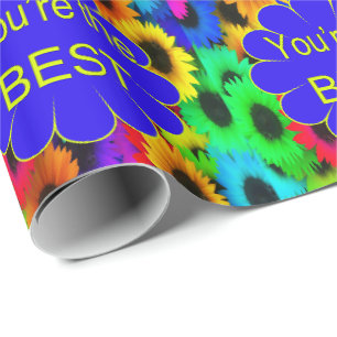 Neon Kleuren Zonnebloemen Je bent de beste Cadeaupapier
