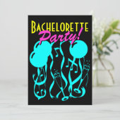 Neon kleurenbachelorette partij nodigt sjabloon ui kaart (Staand voorkant)