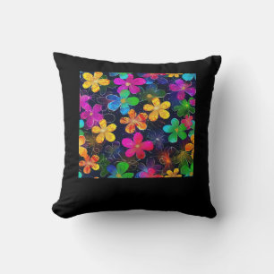 Neon Kleurrijk Patroon - Whimsigoth CottageCore Bl Kussen