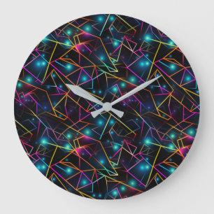 Neon kleurrijke abstracte lijnen grote klok