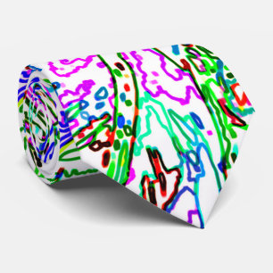 Neon Kleurrijke Gebogen Lijnpatroon -COOL Stropdas