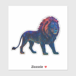 Neon kleurrijke leeuw kunst sticker