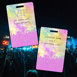 Neon Kleurrijke Naam VIP All Access Pas Concert Badge