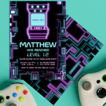 Neon Kleurrijke Retro Arcade Kind Gamer Verjaardag