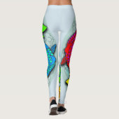 Neon koi vis tattoo stijl leggings (Achterkant)