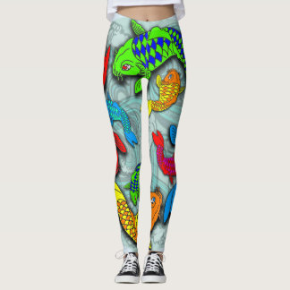 Neon koi vis tattoo stijl leggings