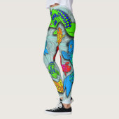 Neon koi vis tattoo stijl leggings (Links)