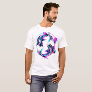 Neon Koi Vis Yin Yang Grafische Kunst T-shirt