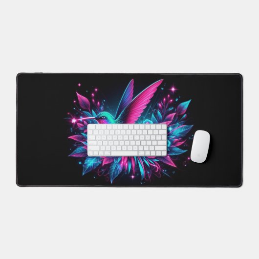 Neon kolibrie, in het oog springende neondieren bureaumat (Keyboard & Muis)