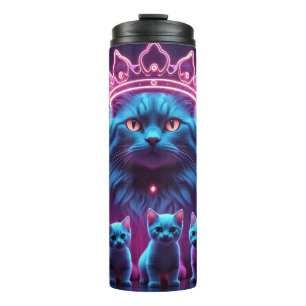 Neon Koning Kat & Malle Kittens Levendig Neon Po Thermosbeker