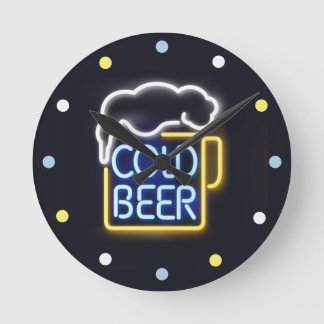Neon Koude Bier Mancave Bar Hol Wandklok Ronde Klok