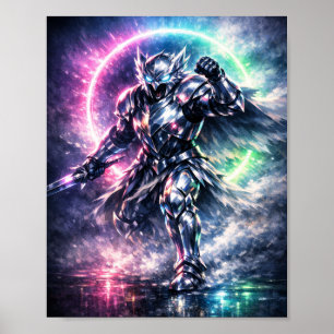 Neon Kristal Pantser Ridder Poster