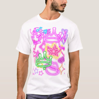 Neon kroon en hart t-shirt