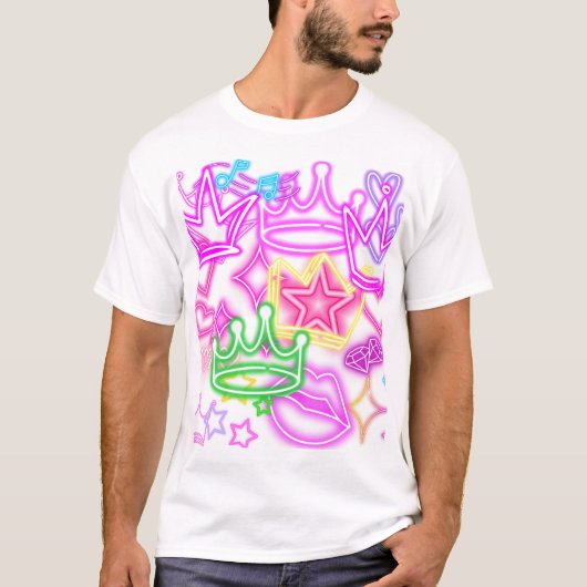 Neon kroon en hart t-shirt (Voorkant)