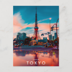 Neon Kroon van Tokio: Tokyo Toren in het Hart 2026 Feestdagenkaart