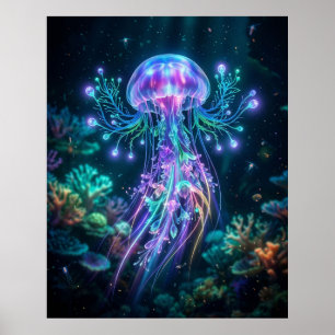 Neon kwal Elektrisch diep Poster