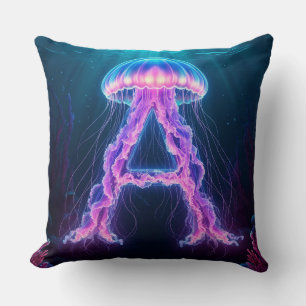 ✨ Neon kwal letter A oceaan kinderkamer cadeau 🎐 Kussen