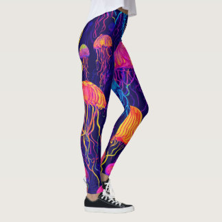 Neon kwallen: futuristische AI-gegenereerde Leggin Leggings