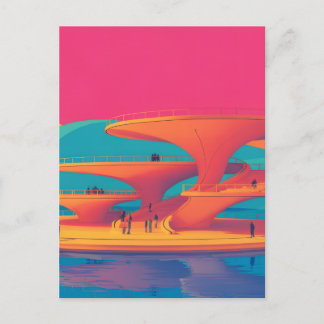 neon lagoon sunset neon futurist park floating pla feestdagenkaart