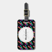 Neon Laser Hot Roze Sinaasappel Blauwgroen Bagagel Bagagelabel (Voorkant verticaal)