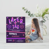Neon Laser Label Paarse Foto Kaart (Staand voorkant)