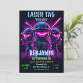 Neon Laser Label verjaardagsfeestje Kaart (Staand voorkant)