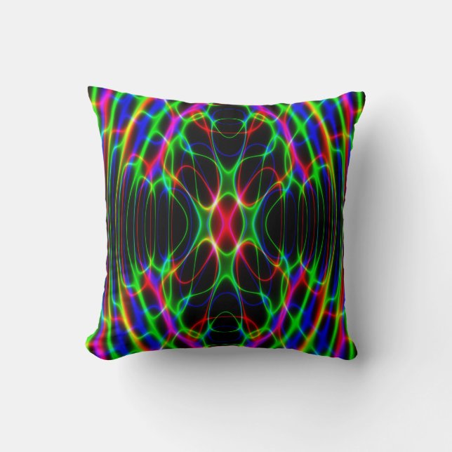 Neon Laser Light Psychedelic Abstract Kussen (Voorkant)