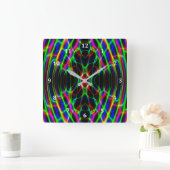 Neon Laser Light Psychedelic Abstract Vierkante Klok (Huis)