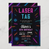 Neon Laser Tag Birthday Invitation (Devant / Derrière)