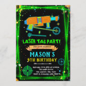 Neon Laser Tag boy theme invitation (Devant)