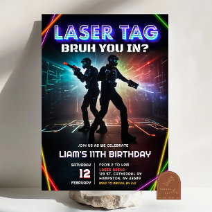 Neon Laser Tag Bruh You Verjaardagsfeestje voor ti Kaart