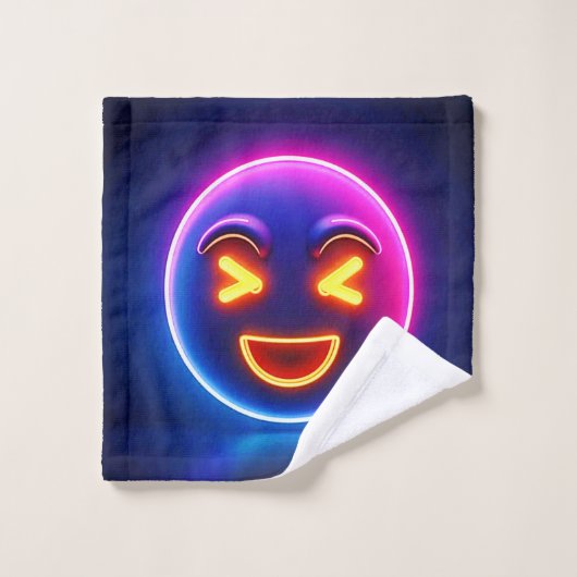 Neon Laughing Emoji Joy (Gant de toilette)