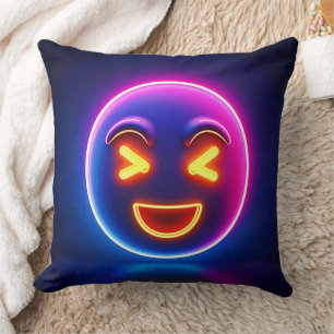 Neon Laughing Emoji Joy Kussen