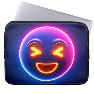 Neon Laughing Emoji Joy Laptop Sleeve