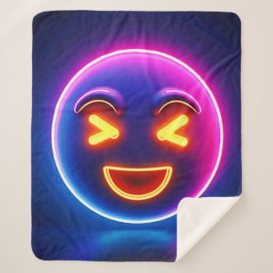 Neon Laughing Emoji Joy Sherpa Deken