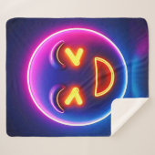 Neon Laughing Emoji Joy Sherpa Deken (Voorkant (horizontaal))