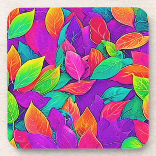 Neon Leaves: Cartoon Flow Bier Onderzetter