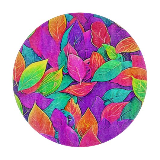 Neon Leaves: Cartoon Flow Snijplank (Voorkant)