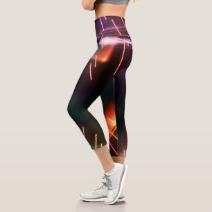 Neon Led Artistique Femmes Noires Capri Leggings