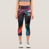 Neon Led Artistique Femmes Noires Capri Leggings (Recto)