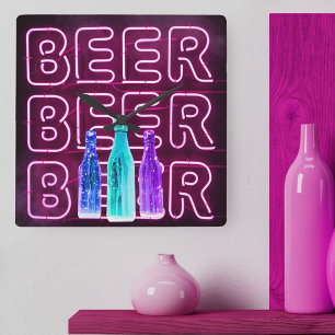 Neon LED Beer Sign Vierkante Klok