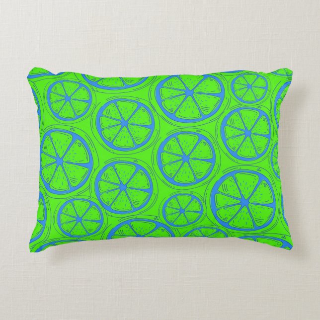 Neon Lemon Slice Boho Chic Accent Kussen (Voorkant)