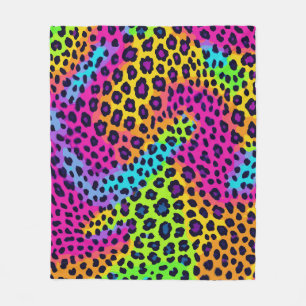 Neon Leopard Print Fleece Deken